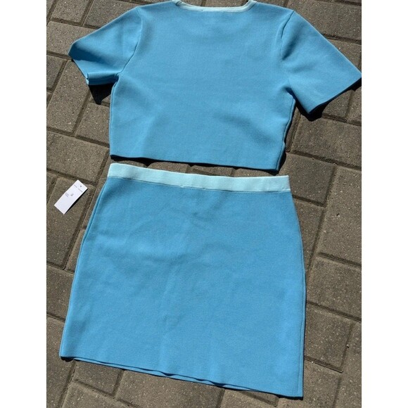 House Of Harlow 1960 Blue Combo 2 Piece Set Crop Top & Skirt NWT $198 Size Large - Picture 8 of 11